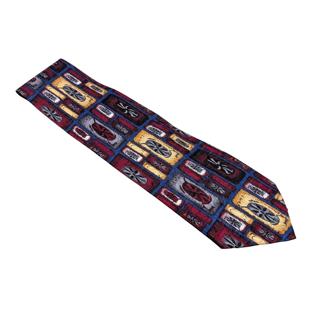 J.Z. Richards Tie Mens OS 100% Silk Geometric Mosaic‎ Hand Crafted USA 4x60